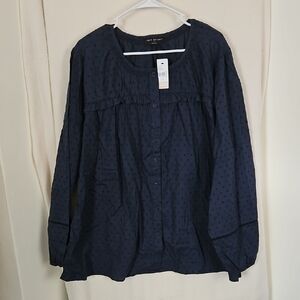 Lane Bryant Women's Navy Button Top
